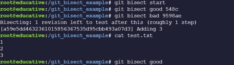 The commit is categorized as "good" since 3 is present in the text file.