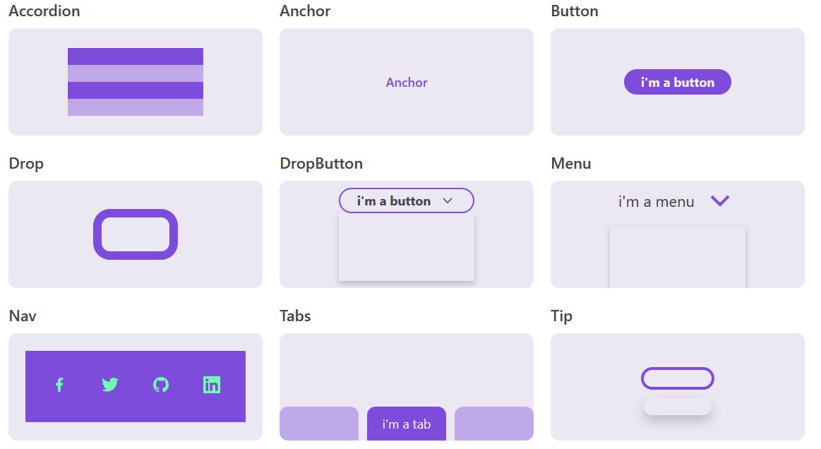 A glimpse of some of the available components