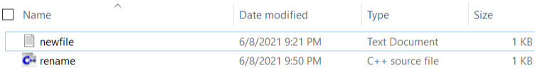 Folder view after calling the rename() function