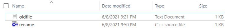 Folder view before calling the rename() function