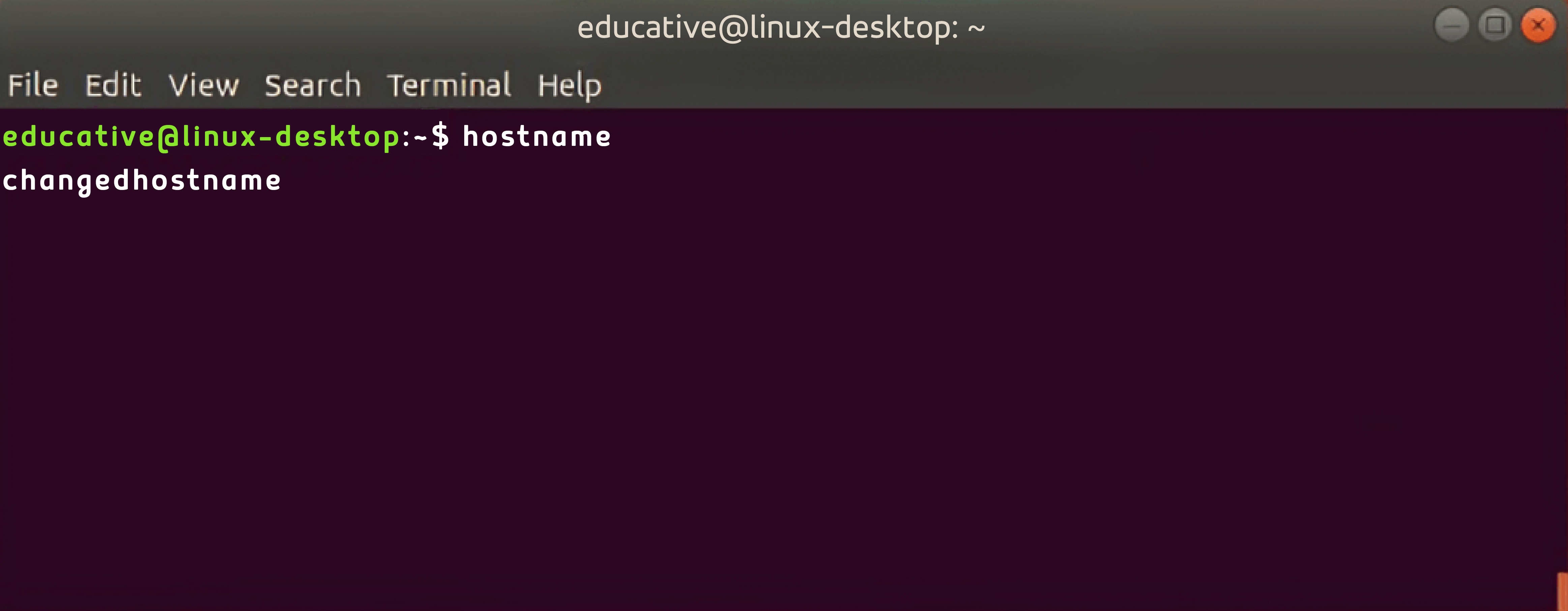 Output on Ubuntu after changing the hostname